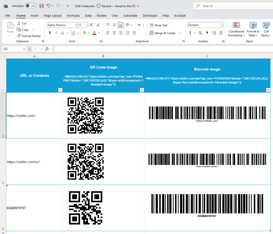 Auto-generate QR codes from Excel using the API